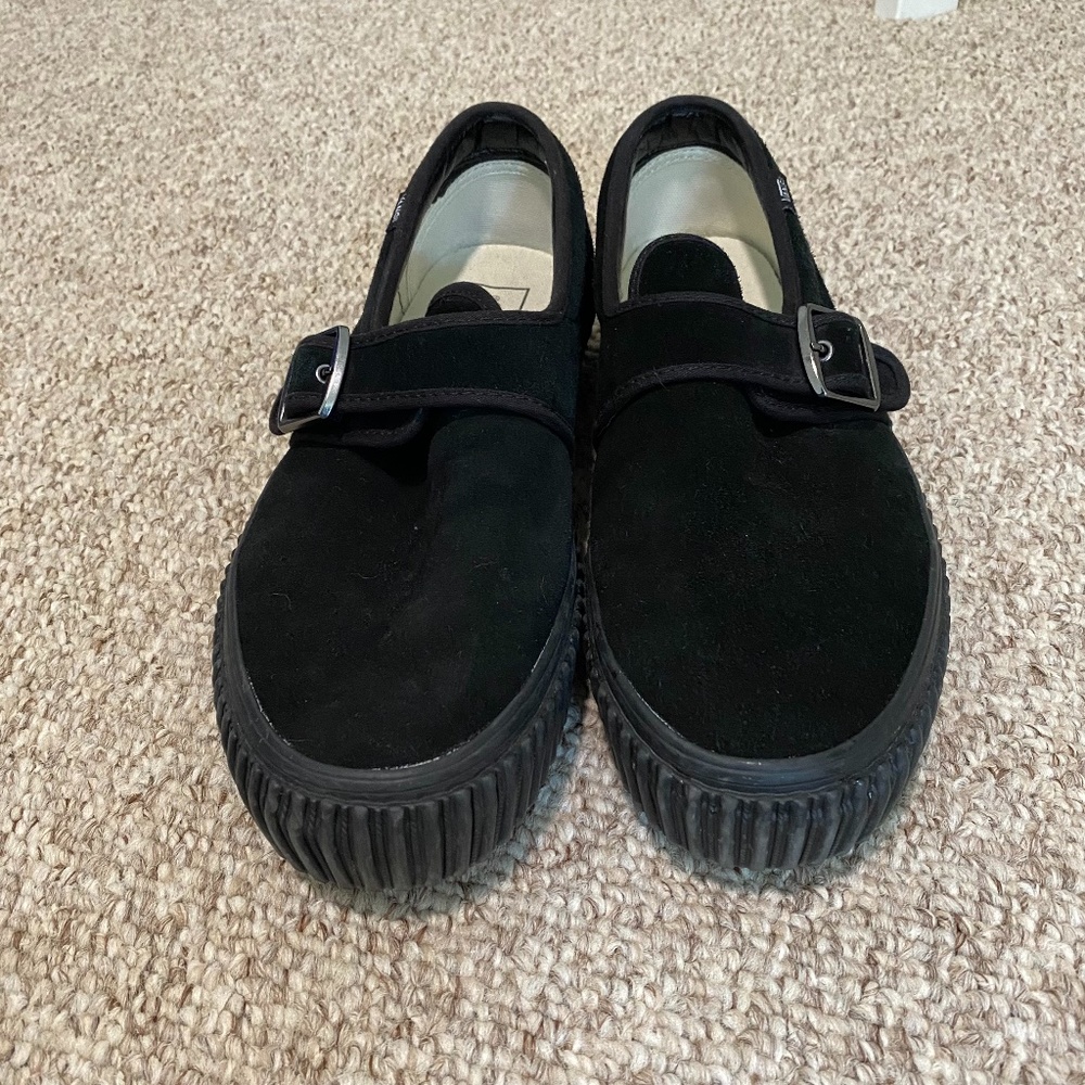 Vans Mens All Black Buckle Slip Ons Size 10